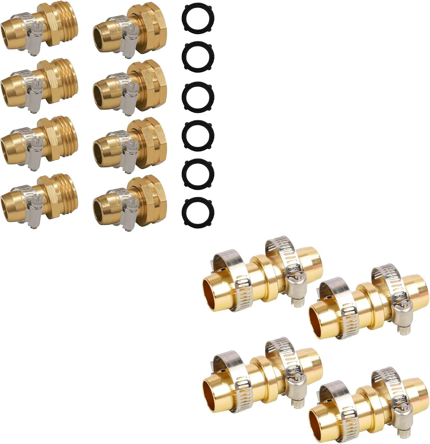 Garden Hose Repair Connector with Clamps + Hose Repair Kit - Image 1