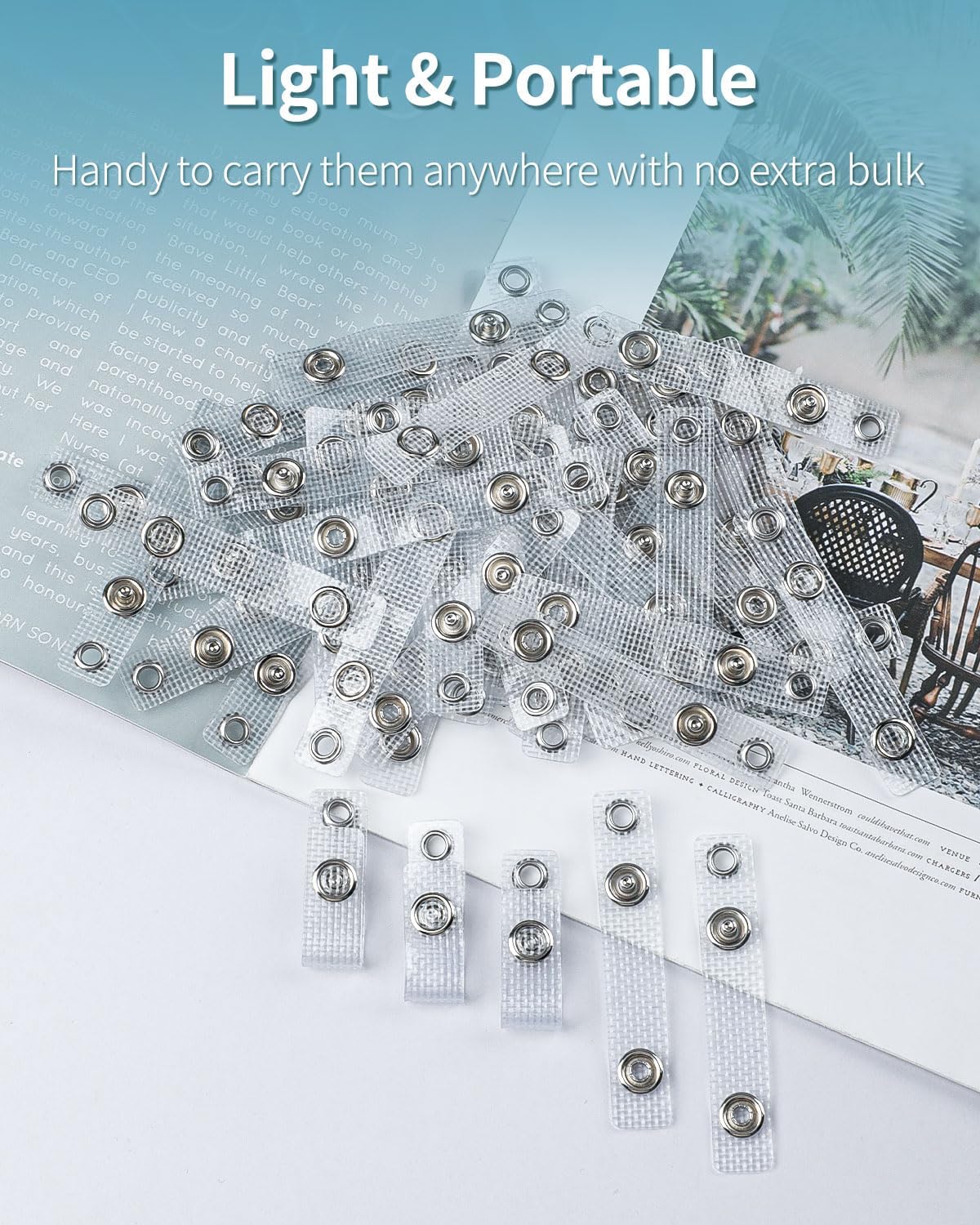50 Pcs Badge Holder Straps ID Badge Straps with Snaps and 2 Pack Retractable Keychain for Badge Holder Heavy Duty Badge Reel - Image 2