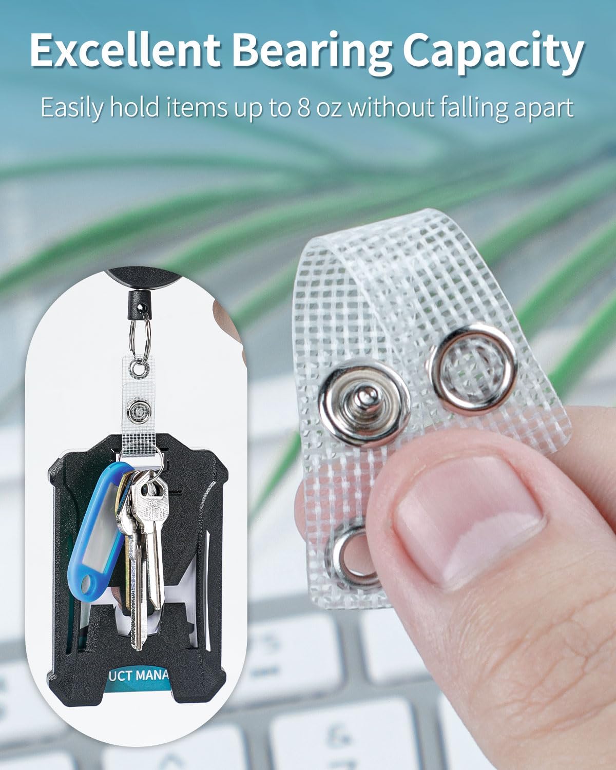 50 Pcs Badge Holder Straps ID Badge Straps with Snaps and 2 Pack Retractable Keychain for Badge Holder Heavy Duty Badge Reel - Image 3