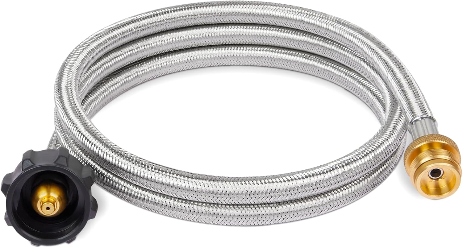 Propane Hose Adapter & 5 FT Braided Hose for Buddy Heaters, Coleman Stoves, Blackstone 17