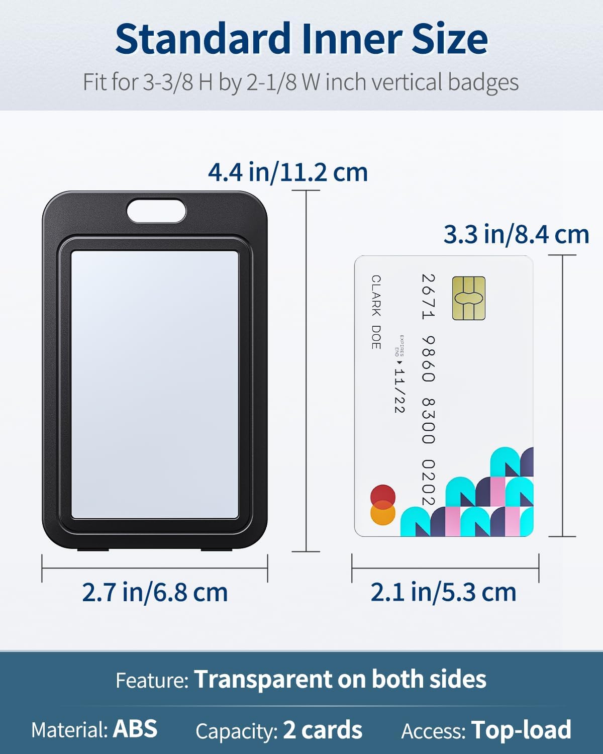 3 Pcs Badge Holder with Double-Sided Windows Vertical Plastic Case and 2 Pcs Retractable Keychain Badge Reel for up to 8 oz Card Protector for ID Credit Cards Driver’s Licenses and Passes - Image 5