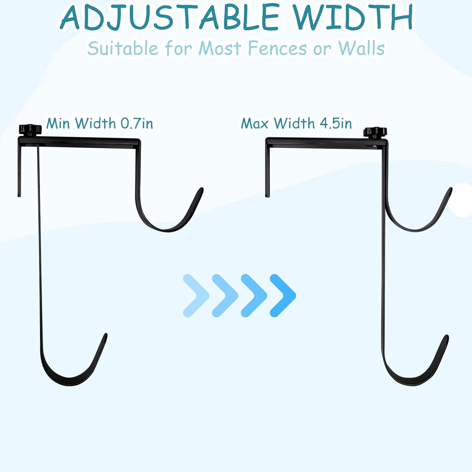 2Pcs Adjustable Pool Pole Hanger, Double Pool Hooks for Poles, Mental Pool Fence Hooks for Hanging Pool Equipment Hooks, Pool Pole Hooks for Pool Skimmer Pole Pool Hose, Wall Pool Tool Holder (Black) - Image 2