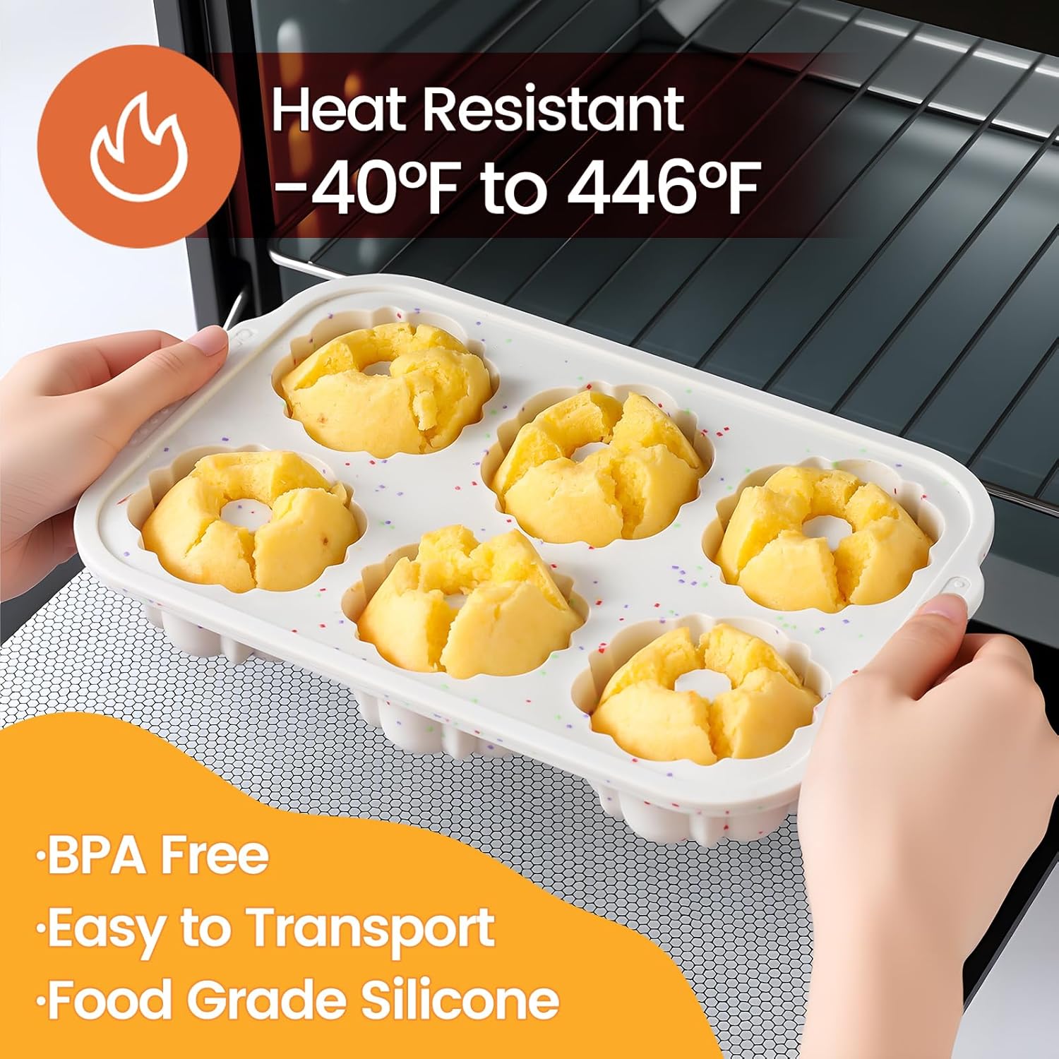 Mini Fluted Tube Pan with Metal Reinforced Frame, 6-Cavity Silicone Nonstick Small Cake Molds 2Pcs for Chocoflan, Donuts, Cornbread, Brownies, Jellies BPA Free - Image 6