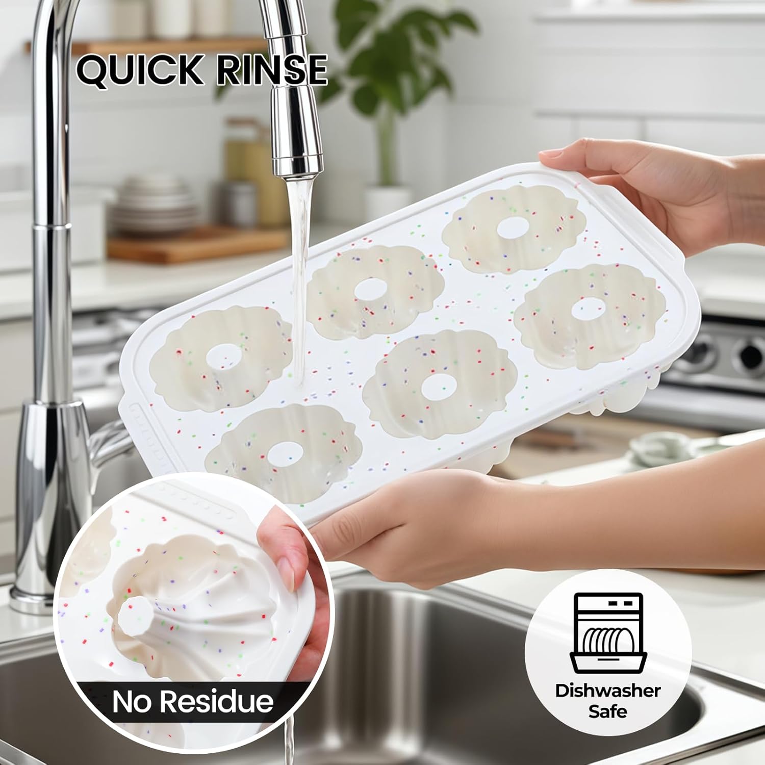 Mini Fluted Tube Pan with Metal Reinforced Frame, 6-Cavity Silicone Nonstick Small Cake Molds 2Pcs for Chocoflan, Donuts, Cornbread, Brownies, Jellies BPA Free - Image 8