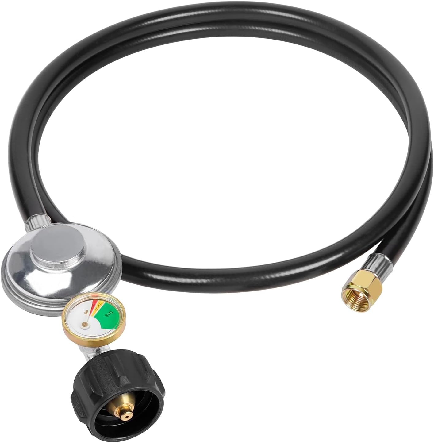 3.5 Feet Universal Gas Grill Regulator and Hose with Gauge, Replacement for Patio Heater, Weber, Charbroil, Nexgrill and Other Propane BBQ Grill, Fire Pit - Image 1