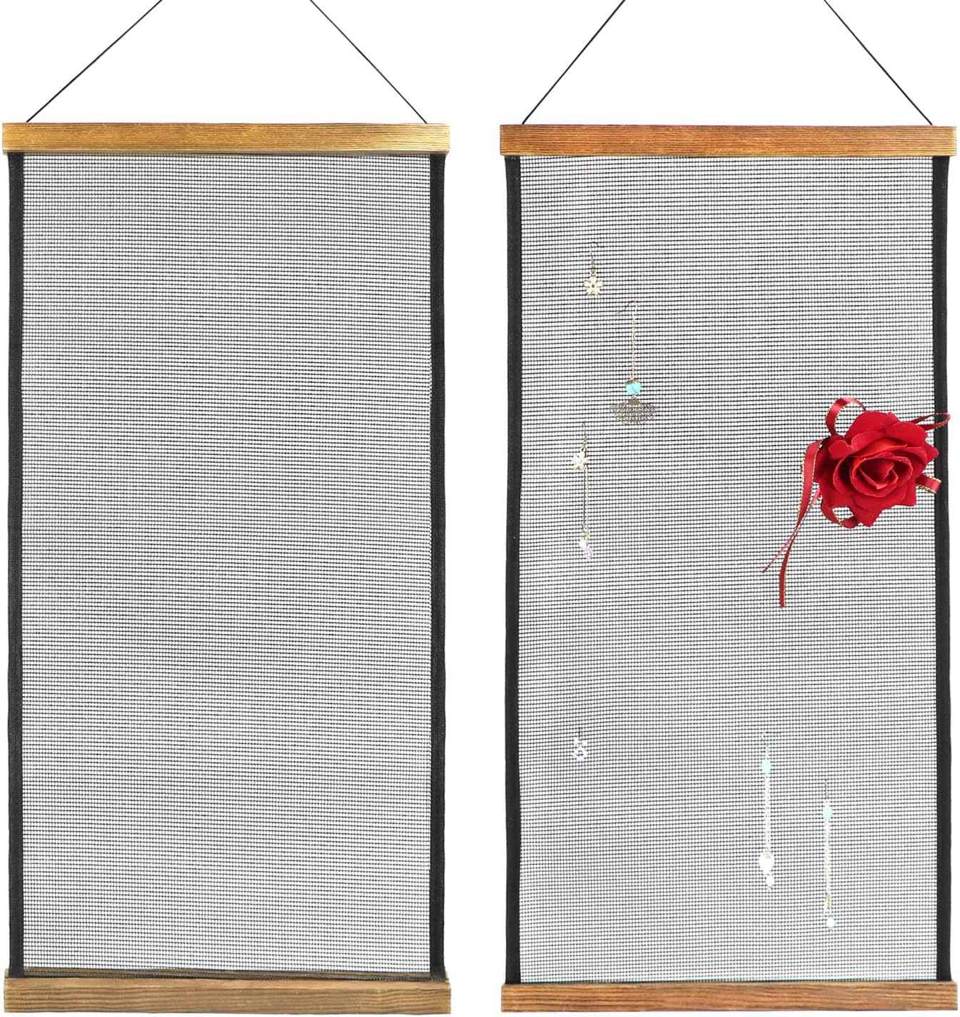 Earring Organizer Hanging Mesh, 2 Pack Wall Jewelry Organizer Necklaces Holder Rack for Earrings, Bracelets, Rings, Girls Hair Clips Hanger - Image 1