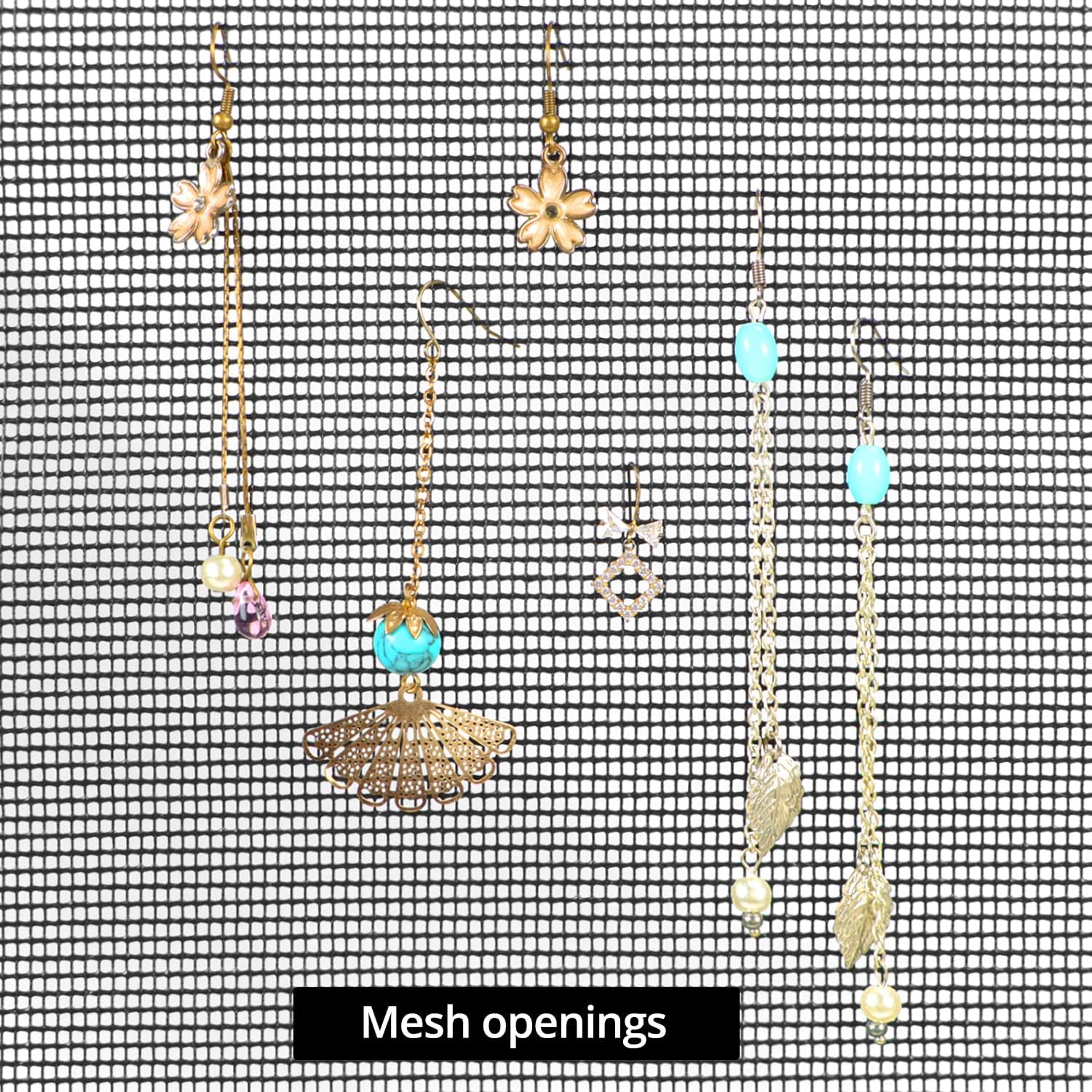 Earring Organizer Hanging Mesh, 2 Pack Wall Jewelry Organizer Necklaces Holder Rack for Earrings, Bracelets, Rings, Girls Hair Clips Hanger - Image 4