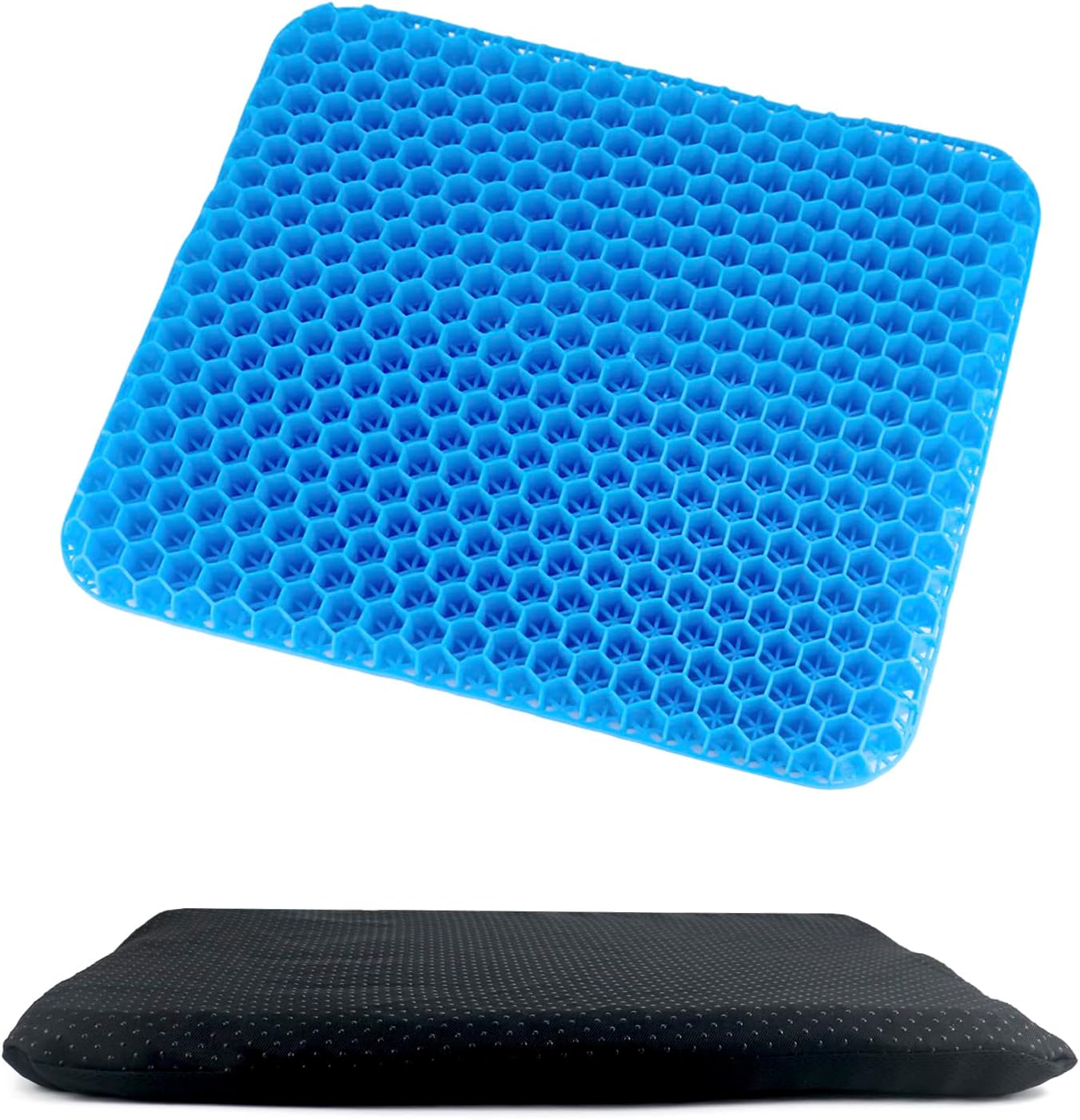 Gel Seat Cushion, Gel Cushion, Cool & Breathable & Non-Slip for Car, Office, Home, Wheelchair (Blue, 40 x 35 x 3.2 cm) - Image 1