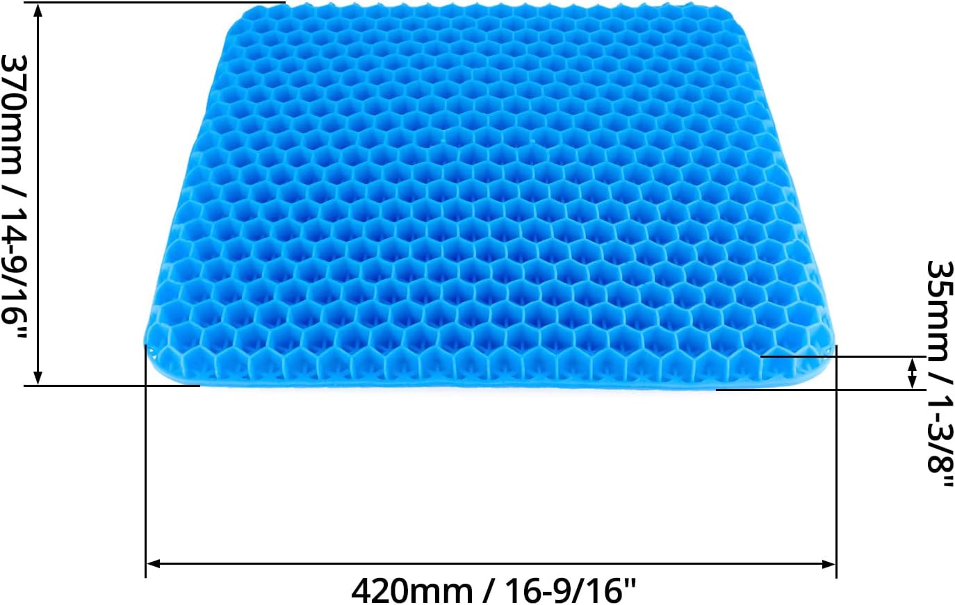 Gel Seat Cushion, Gel Cushion, Cool & Breathable & Non-Slip for Car, Office, Home, Wheelchair (Blue, 40 x 35 x 3.2 cm) - Image 8