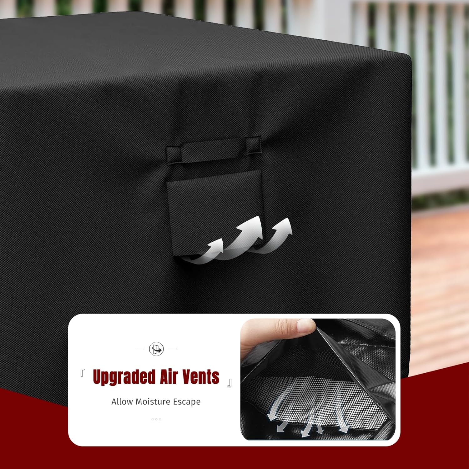 Square Fire Pit Cover, Fits for 28-32 Inch Fire Pit Table, Waterproof and Windproof, 32 x 32 x 24 Inches, Black - Image 8