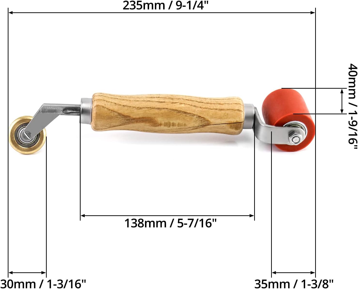 Seam Roller, 40mm Silicone Seam Roller with 6mm Brass Detail Penny Roller, Smoothing Seam Roller Tool for PVC/TPO/EPDM Single Ply Roofing Tape - Image 6
