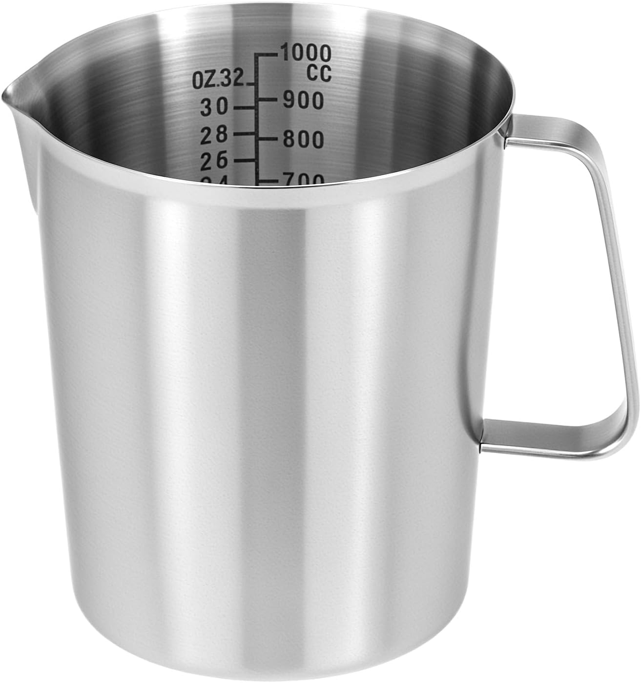 304 Stainless Steel Measuring Cup 32 OZ with OZ/ML Graduations, 4 Cup Kitchen Mixing Pitcher, Precision Engraved Markings, Container for Baking and Frothing, 1 Liter - Image 1