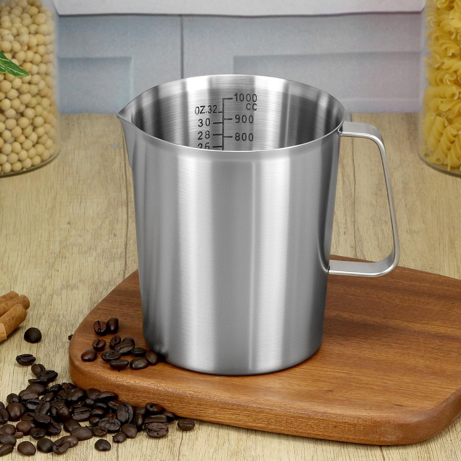 304 Stainless Steel Measuring Cup 32 OZ with OZ/ML Graduations, 4 Cup Kitchen Mixing Pitcher, Precision Engraved Markings, Container for Baking and Frothing, 1 Liter - Image 5