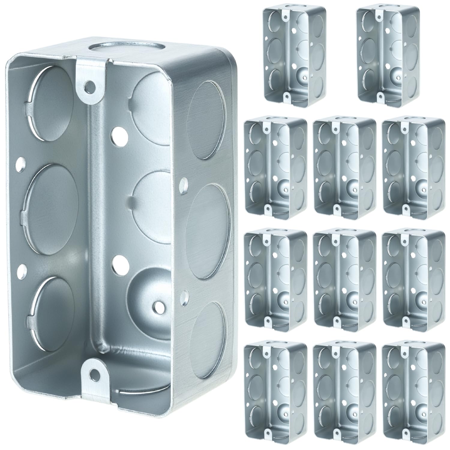 Electrical Box 12-Pack, 4x2 Inch Outlet Box,13 Cubic Inches, Ten 1/2 Inch Knockouts Electrical Box,1-7/8