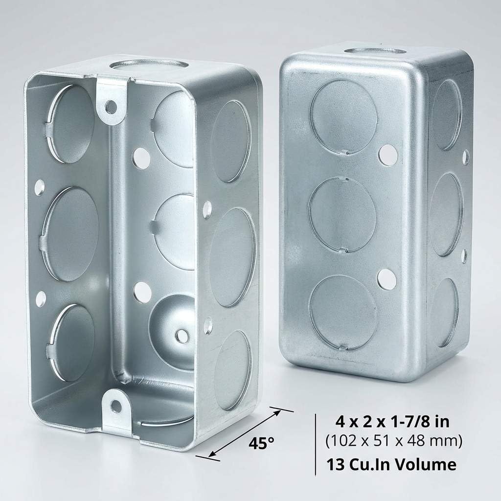 Electrical Box 12-Pack, 4x2 Inch Outlet Box,13 Cubic Inches, Ten 1/2 Inch Knockouts Electrical Box,1-7/8