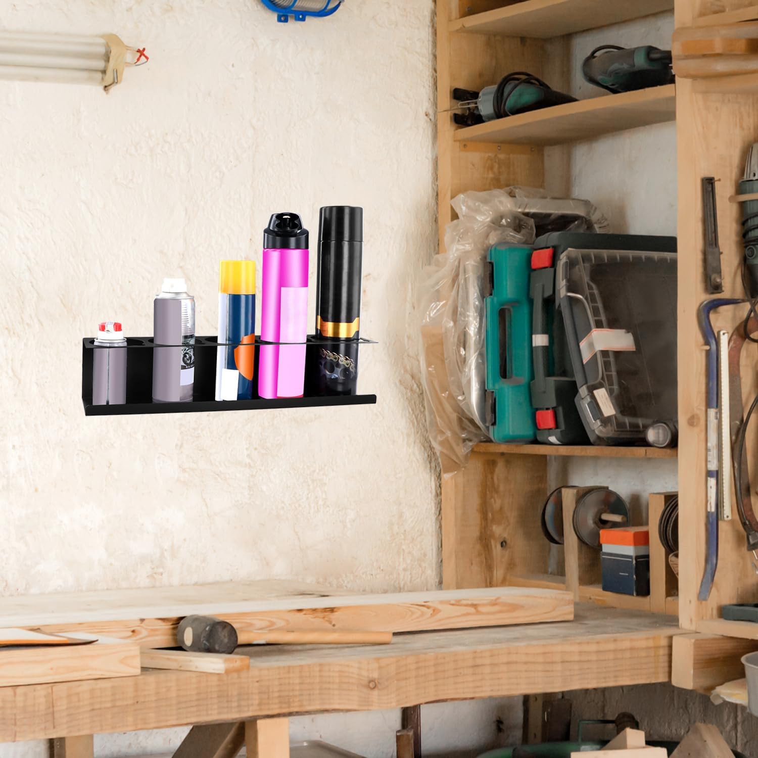 Heavy-Duty Aerosol Spray Can Holder Rack Organizer, Steel, Powder-Coated, Holds 20 Cans, 4 Pcs, Multipurpose Wall, Toolbox, Cart Mount, No Assembly Required - Image 7