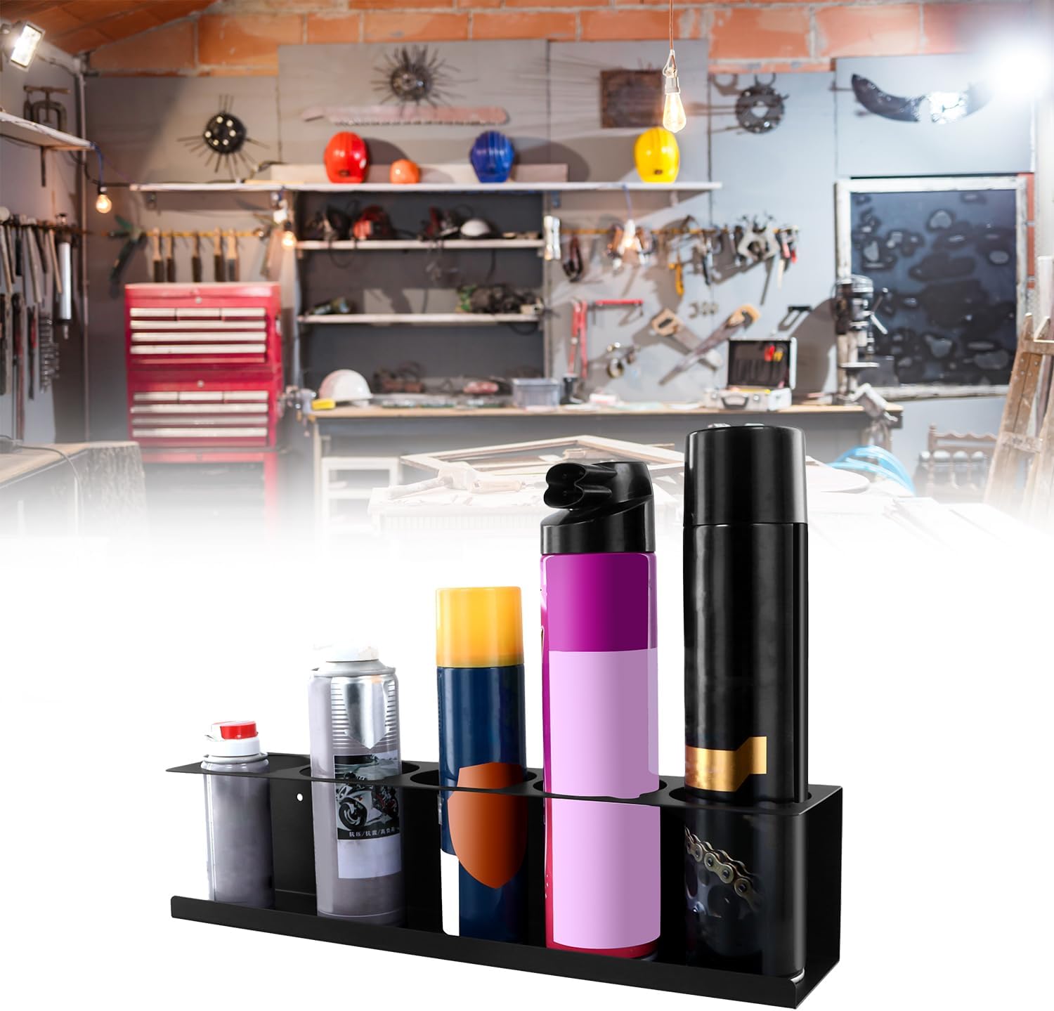 Heavy-Duty Aerosol Spray Can Holder Rack Organizer, Steel, Powder-Coated, Holds 20 Cans, 4 Pcs, Multipurpose Wall, Toolbox, Cart Mount, No Assembly Required - Image 8