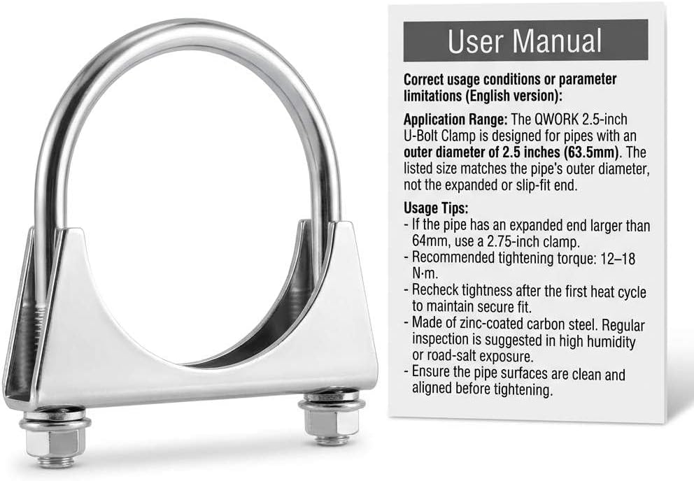 Zinc-Plated Carbon Steel U-Bolt Clamp 2.5