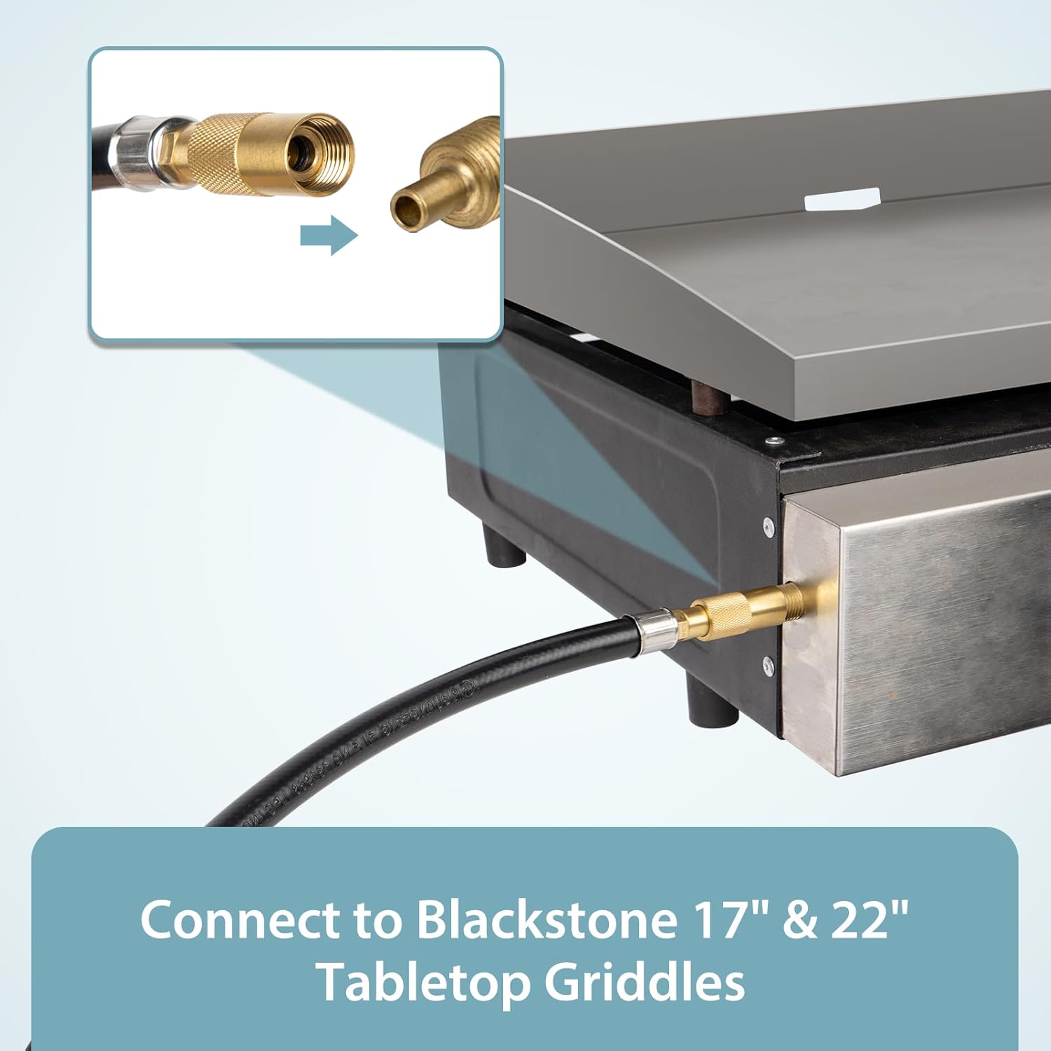 6 Feet Propane Regulator and Hose for Blackstone 17 & 22 Inch Tabletop Griddle, Connect to 5-20 LB Propane Tank - Image 3