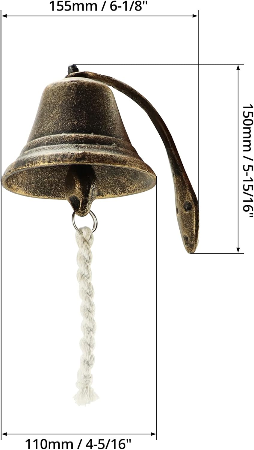 Cast Iron Vintage Hanging Bell – Loud Rustic Wall Bell for Farmhouse, Porch & Garden Entry - Image 3