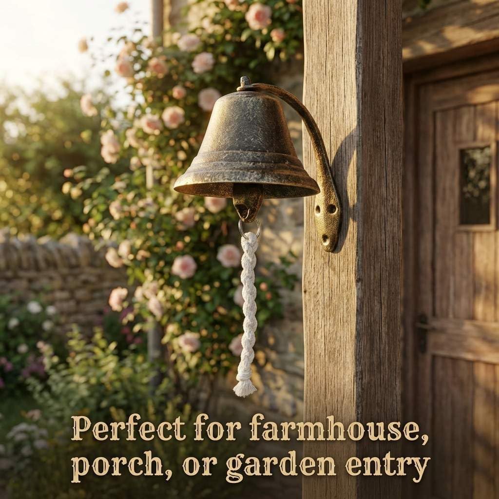 Cast Iron Vintage Hanging Bell – Loud Rustic Wall Bell for Farmhouse, Porch & Garden Entry - Image 5