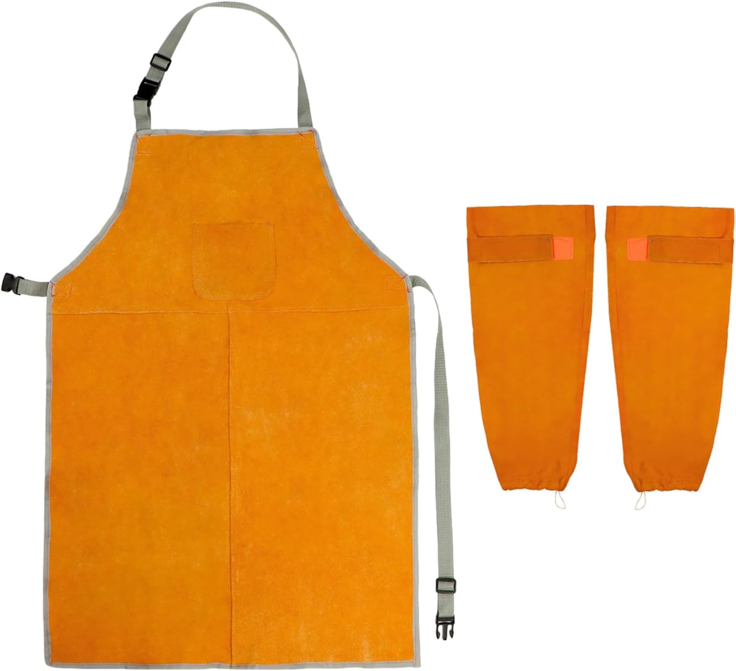 Welding Apron& Sleeves, Welding Work Protectors Set, Heat and Flame Resistant Leather Work Shop, Blacksmith Protective or Safety Clothing, Welders, Fireplace, Gardening, BBQ Apron, Bib Apron - Image 1