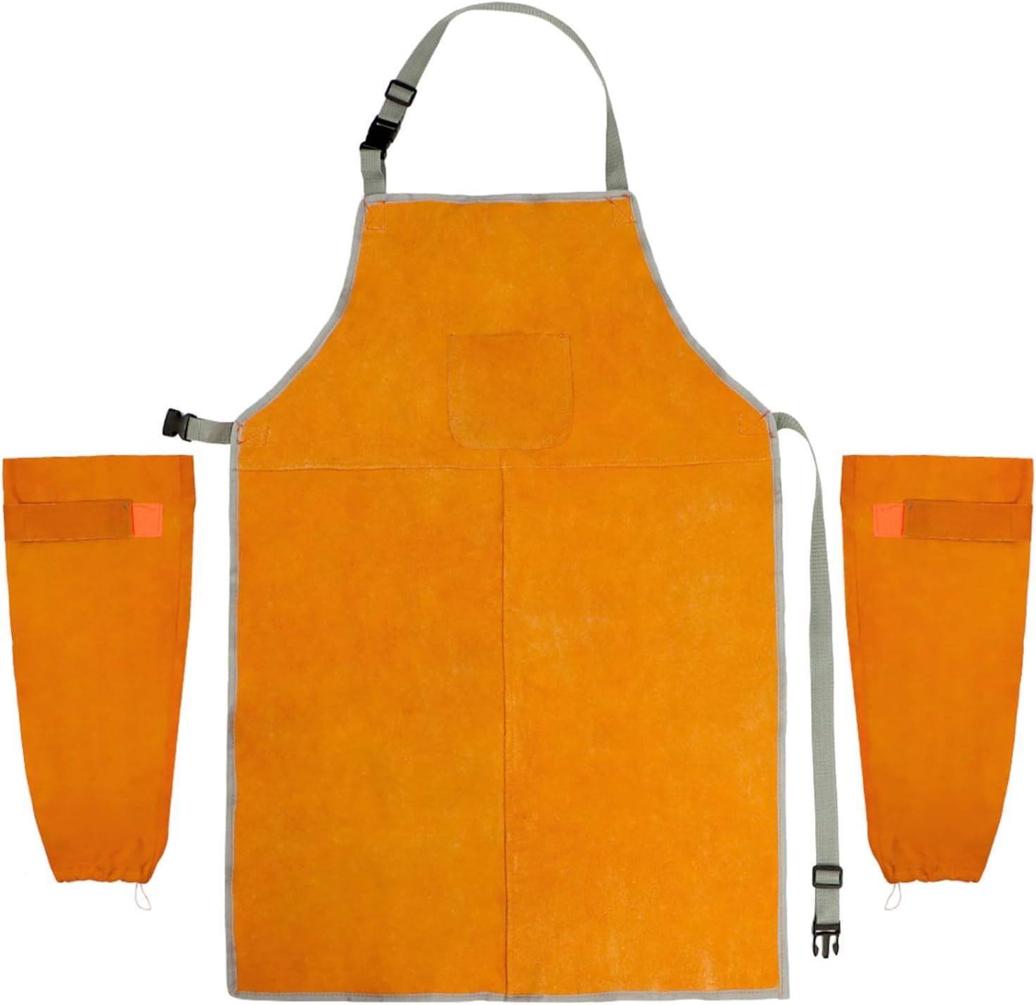 Welding Apron& Sleeves, Welding Work Protectors Set, Heat and Flame Resistant Leather Work Shop, Blacksmith Protective or Safety Clothing, Welders, Fireplace, Gardening, BBQ Apron, Bib Apron - Image 7
