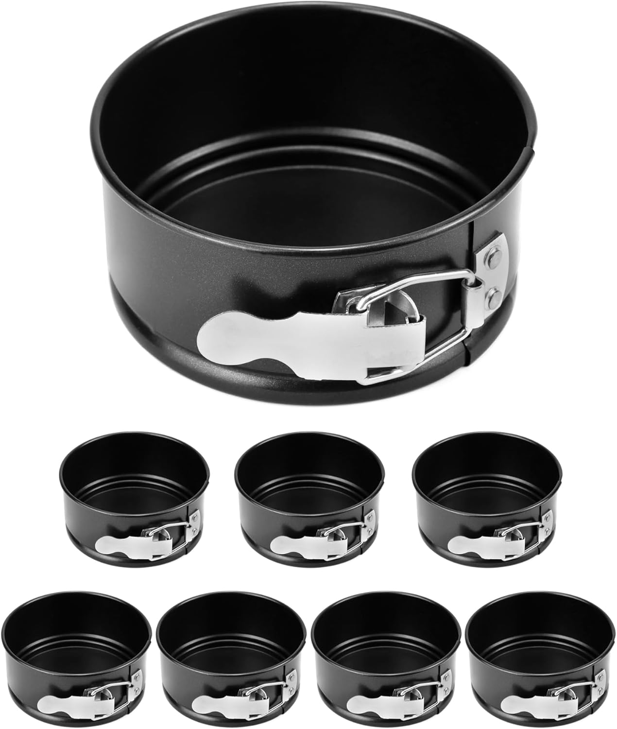 4 Inch Springform Pan Set, Nonstick, Leakproof Mini Cheesecake Pans with Removable Bottom, Carbon and Stainless Steel Construction, 8 Pcs - Image 1