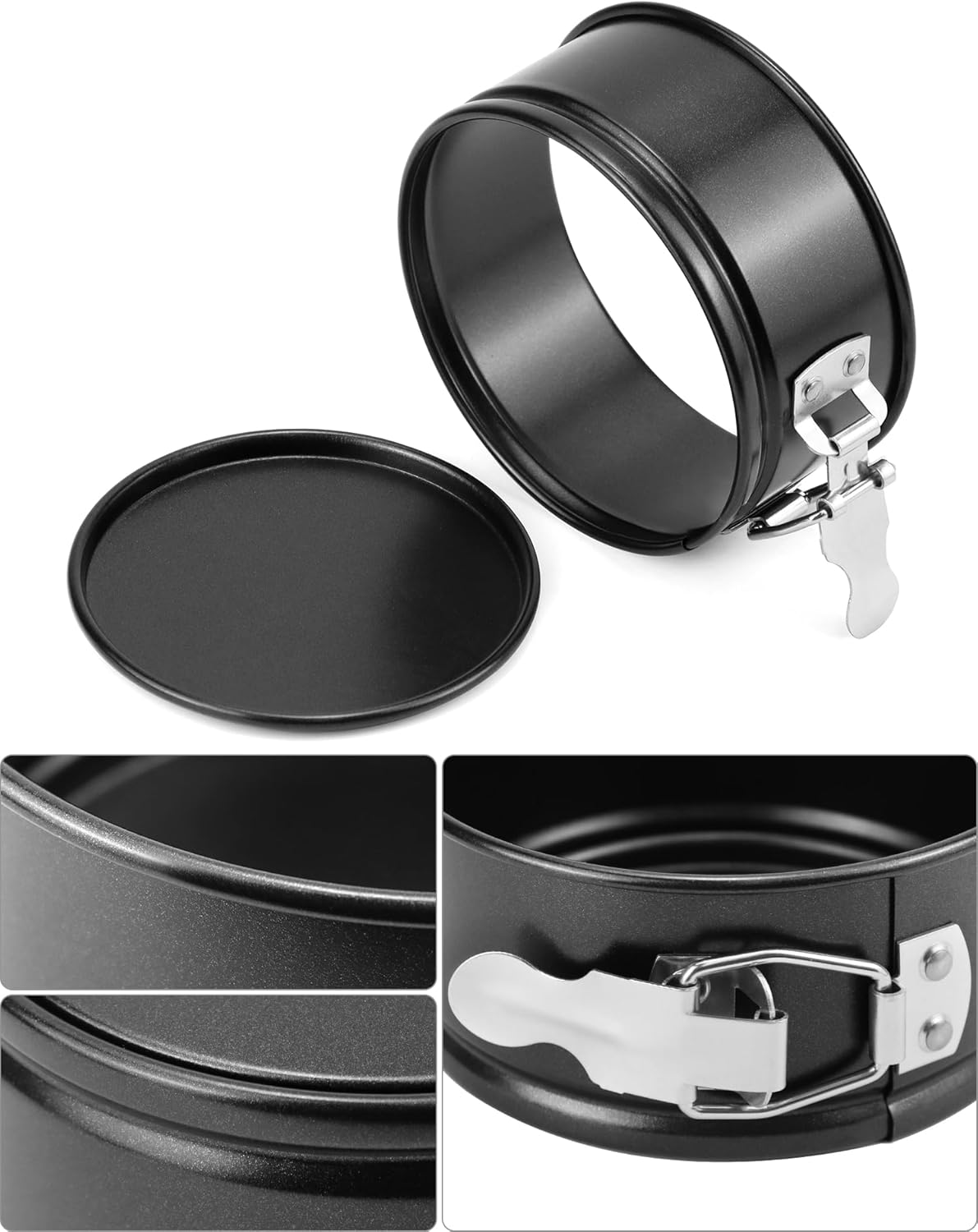 4 Inch Springform Pan Set, Nonstick, Leakproof Mini Cheesecake Pans with Removable Bottom, Carbon and Stainless Steel Construction, 8 Pcs - Image 2