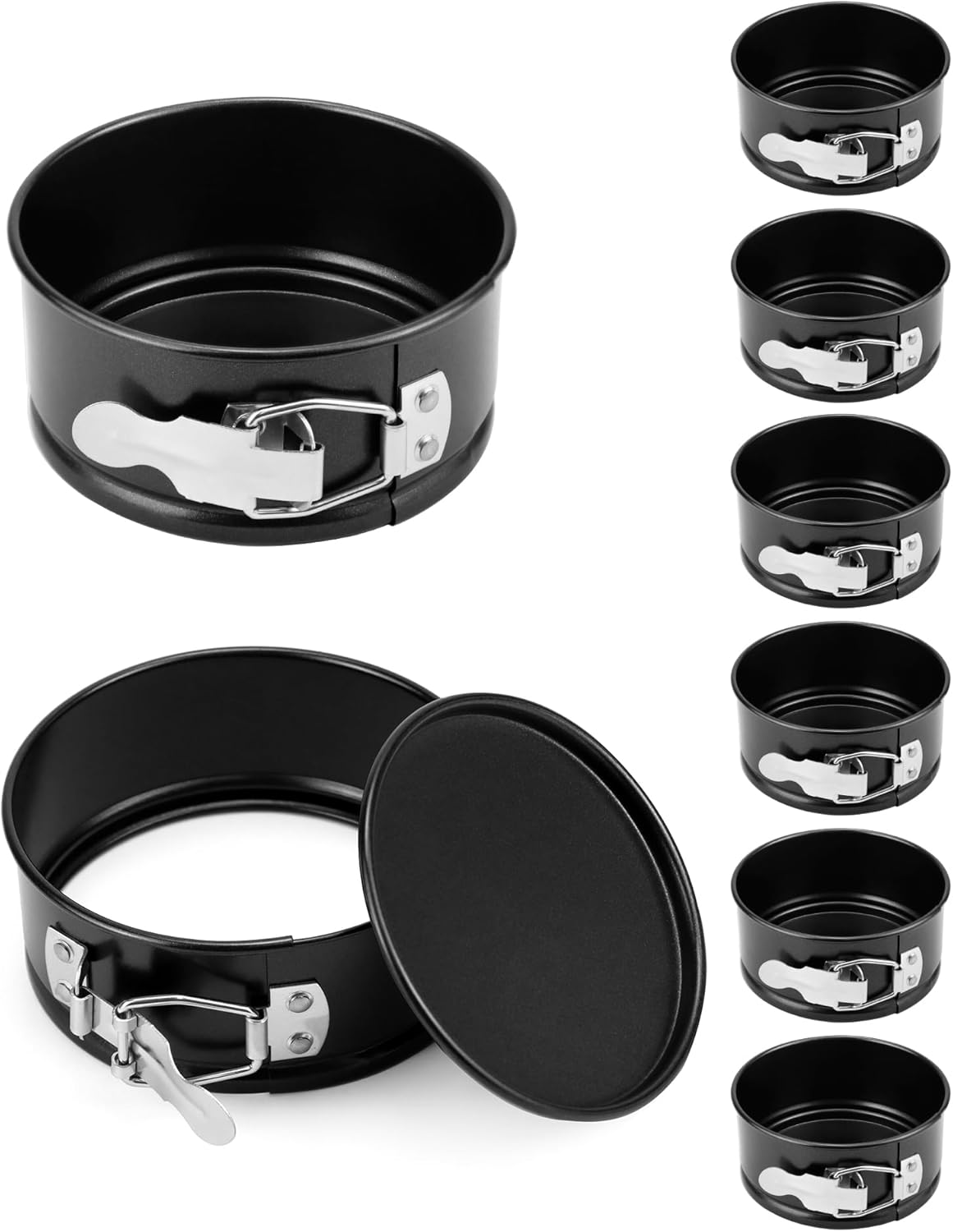 4 Inch Springform Pan Set, Nonstick, Leakproof Mini Cheesecake Pans with Removable Bottom, Carbon and Stainless Steel Construction, 8 Pcs - Image 7