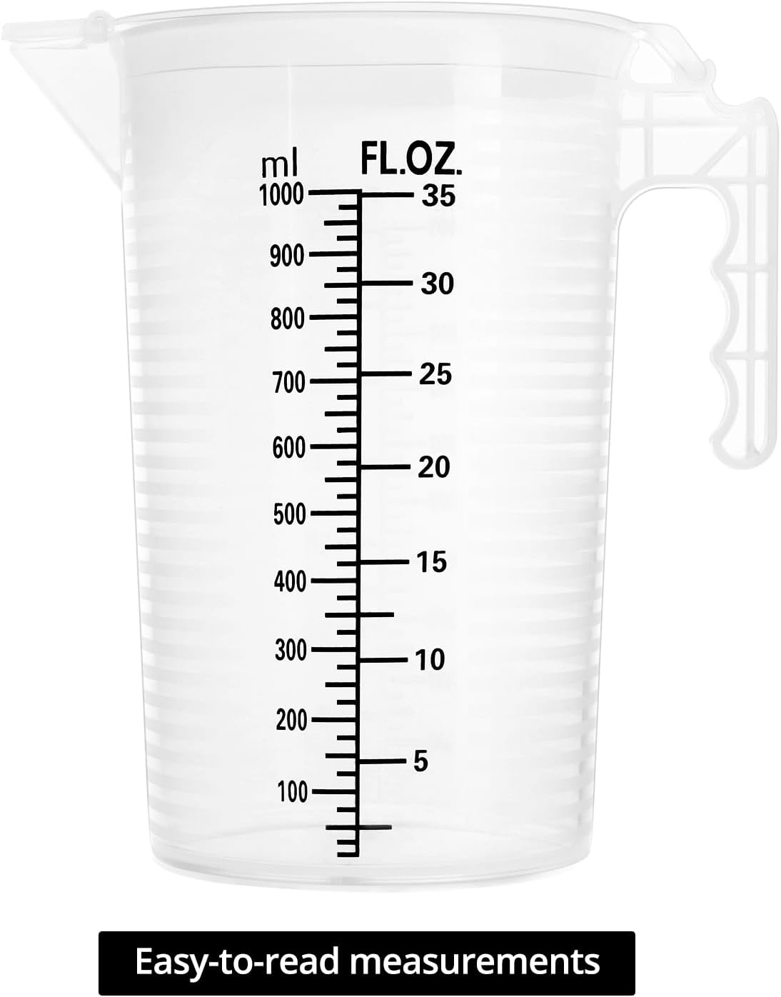 2 Pack 32oz (1 Quart) Measuring Pitcher - Plastic, Multipurpose, Polypropylene, with Clear Ounce & Milliliter Markings, Dustproof Lid, for Cooking, Home Hobbies, Shop Oil and Fluids - Image 3