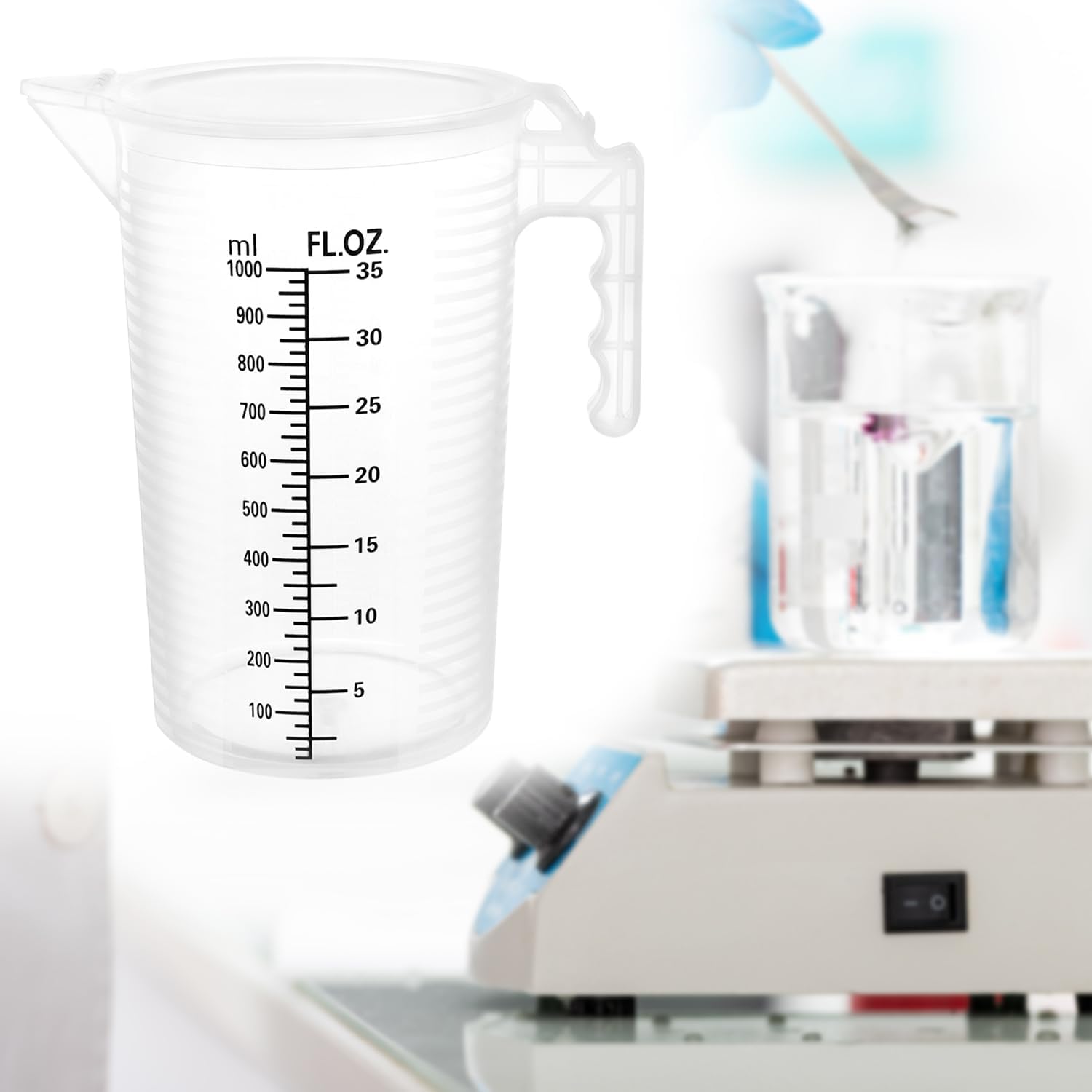 2 Pack 32oz (1 Quart) Measuring Pitcher - Plastic, Multipurpose, Polypropylene, with Clear Ounce & Milliliter Markings, Dustproof Lid, for Cooking, Home Hobbies, Shop Oil and Fluids - Image 8