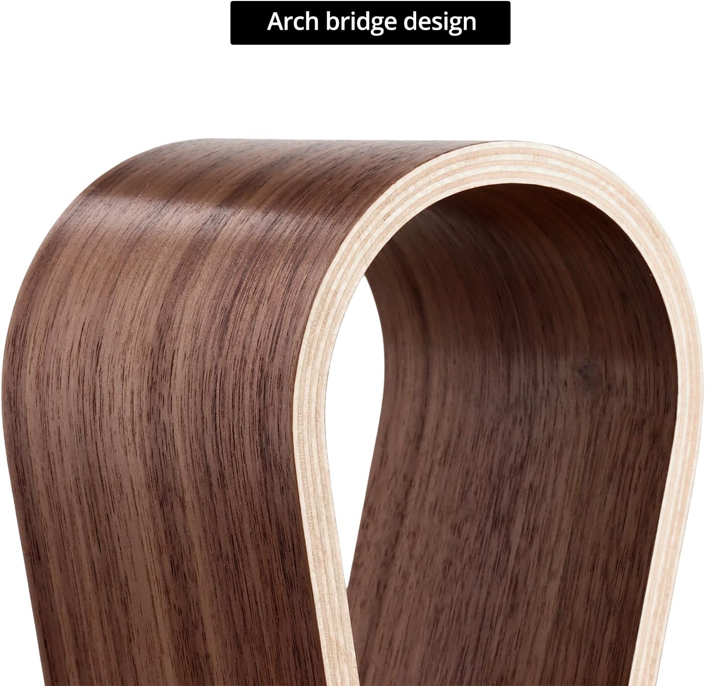 Wood Headphone Stand - Headset Holder, Arch Bridge Design - Universal Compatibility, Ear Headphones Hanger Holder, Stylish Desk Headset Holder for Headphones, Cables, Game Pads, QS32269 - Image 3