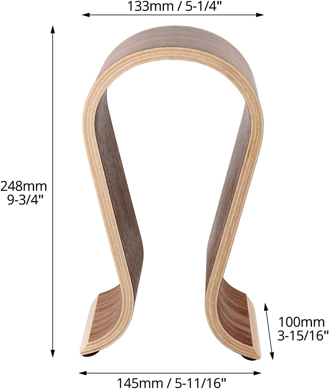 Wood Headphone Stand - Headset Holder, Arch Bridge Design - Universal Compatibility, Ear Headphones Hanger Holder, Stylish Desk Headset Holder for Headphones, Cables, Game Pads, QS32269 - Image 6