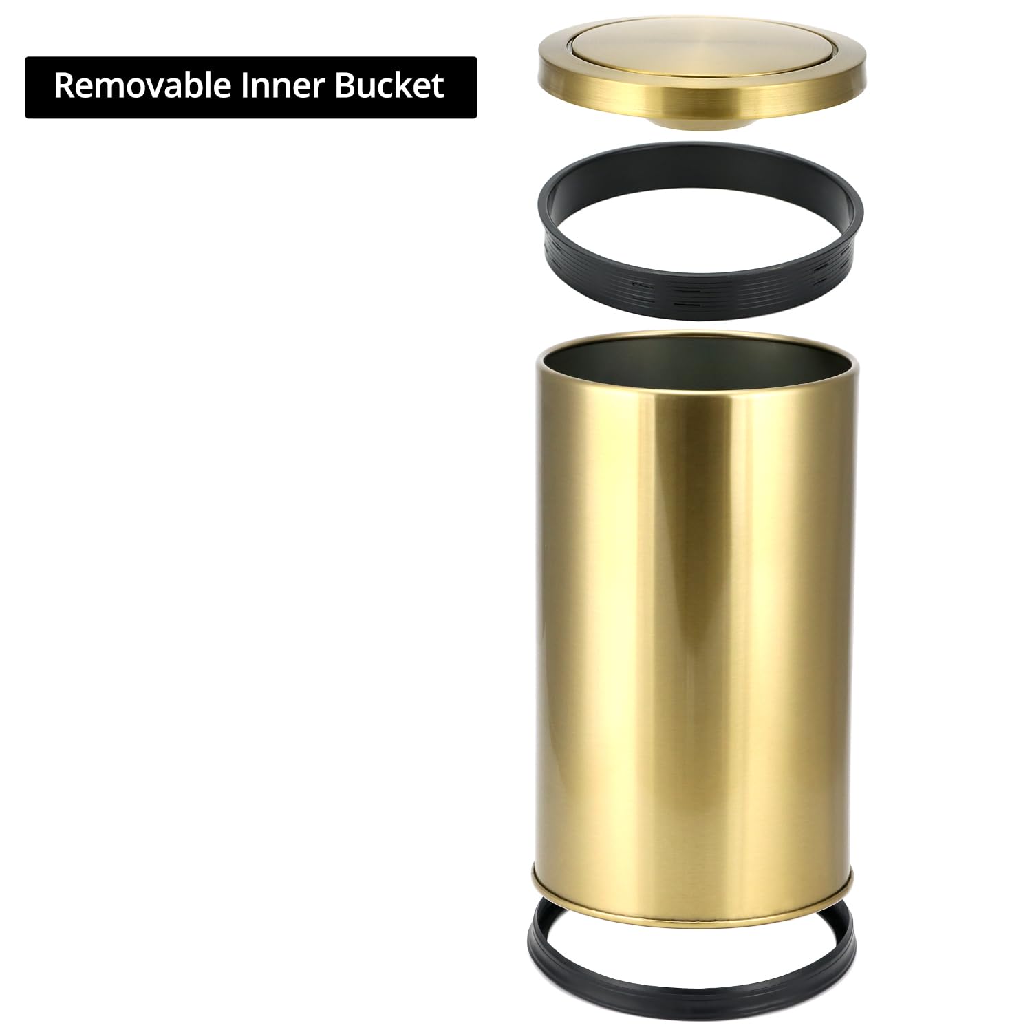 Antique Gold Trash Can, 2.4 Gallons Stainless Steel, Waterproof, Rustproof with Swing Lid - Image 5