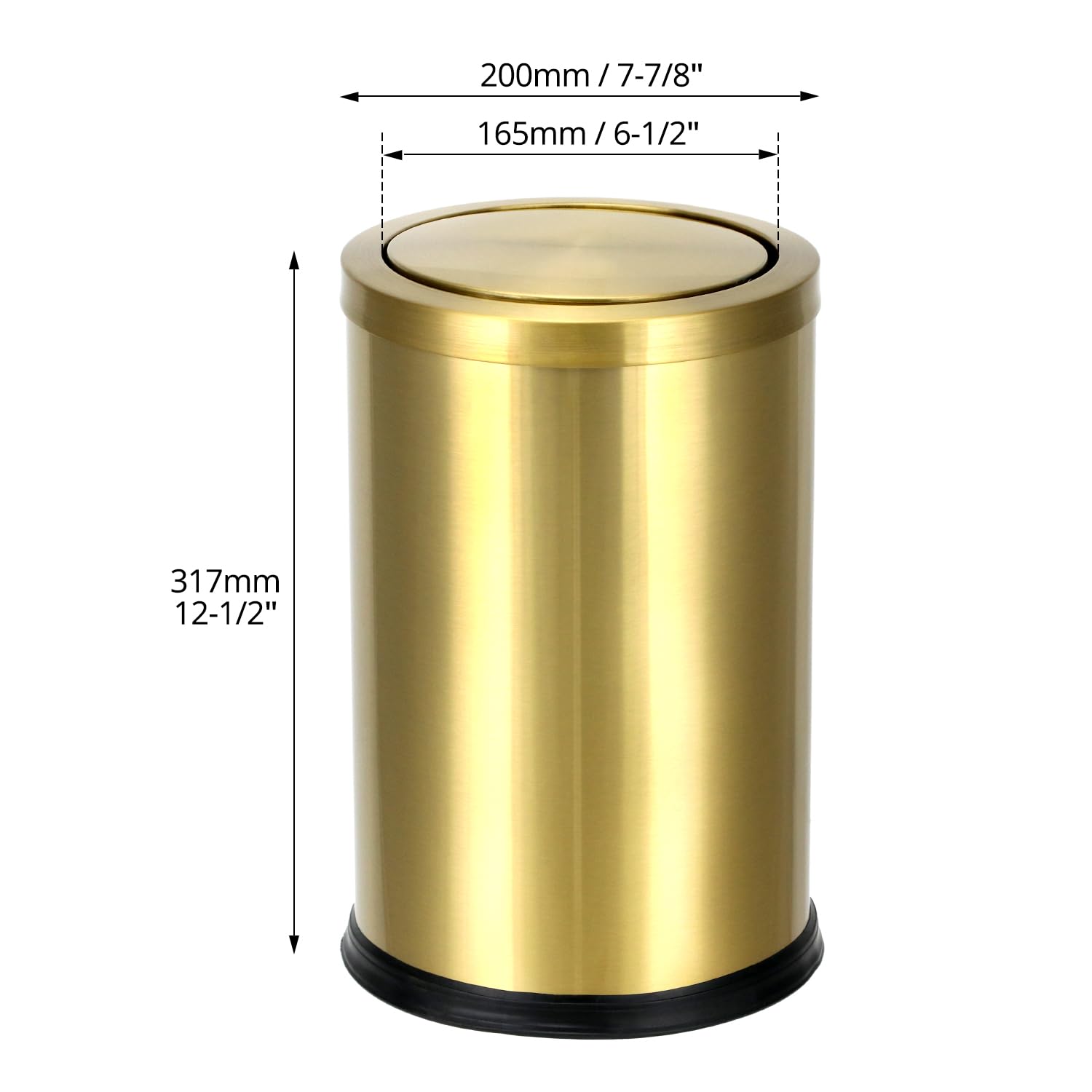 Antique Gold Trash Can, 2.4 Gallons Stainless Steel, Waterproof, Rustproof with Swing Lid - Image 6