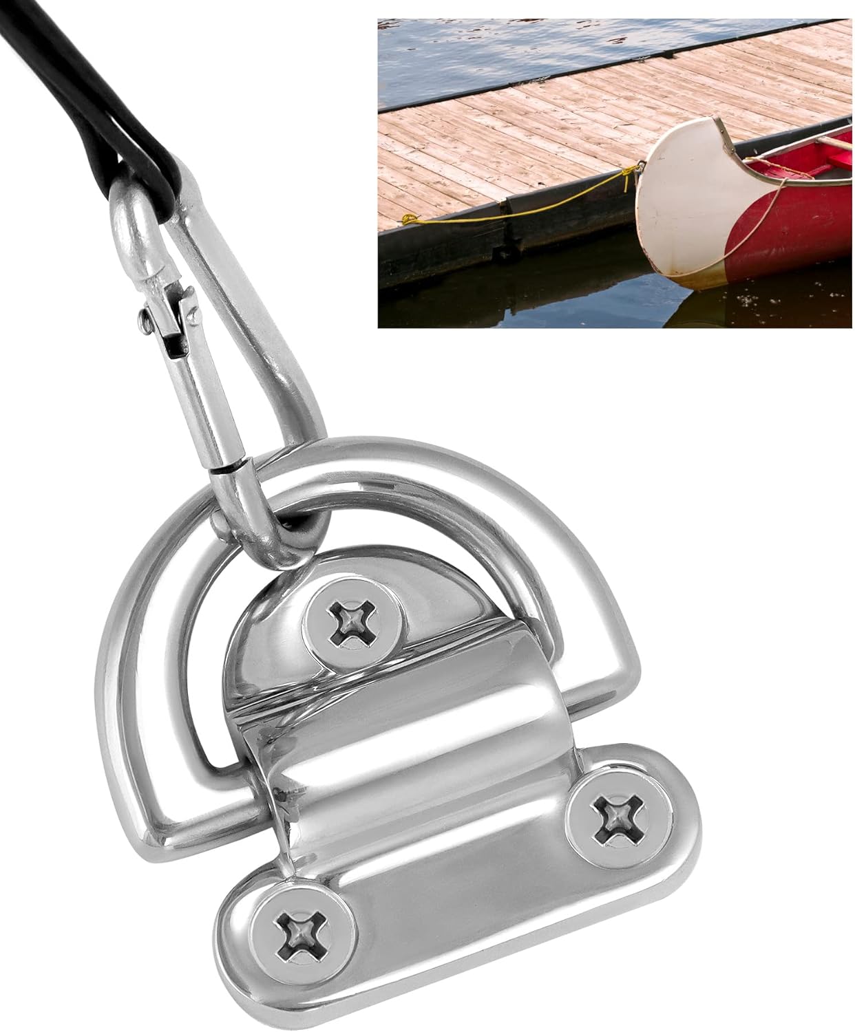 Marine Folding Pad Eye, 4 Pack Marine Grade Stainless Steel 316 D Ring Anchor, 44mm x 40mm Heavy Duty Desk Tie Down Anchor with Plate, for Marine Trailer Boats Truck - Image 3
