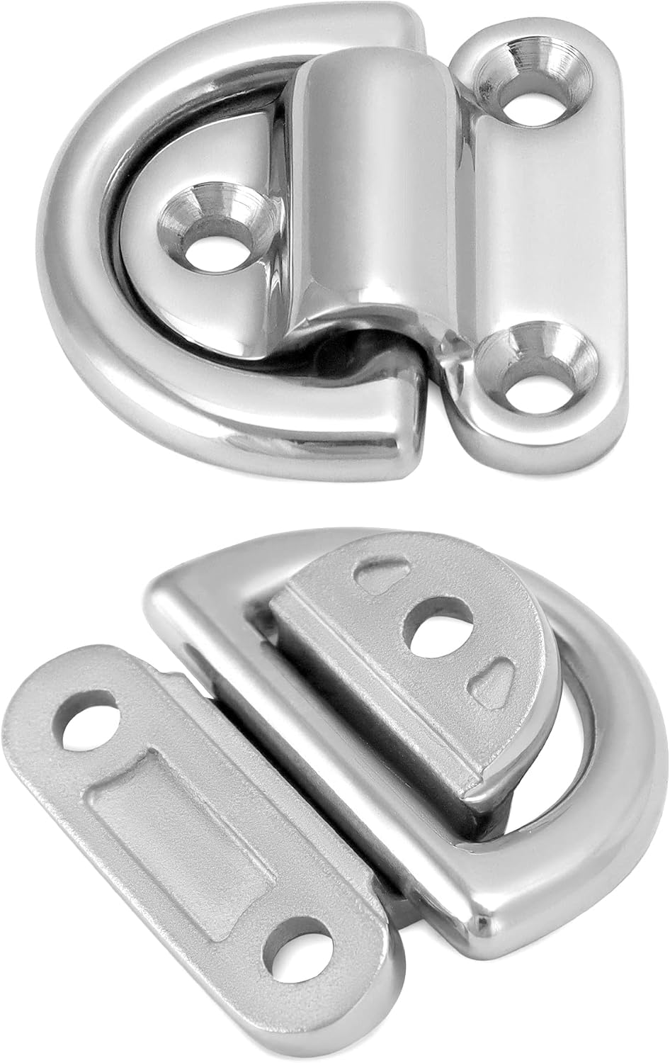 Marine Folding Pad Eye, 4 Pack Marine Grade Stainless Steel 316 D Ring Anchor, 44mm x 40mm Heavy Duty Desk Tie Down Anchor with Plate, for Marine Trailer Boats Truck - Image 8