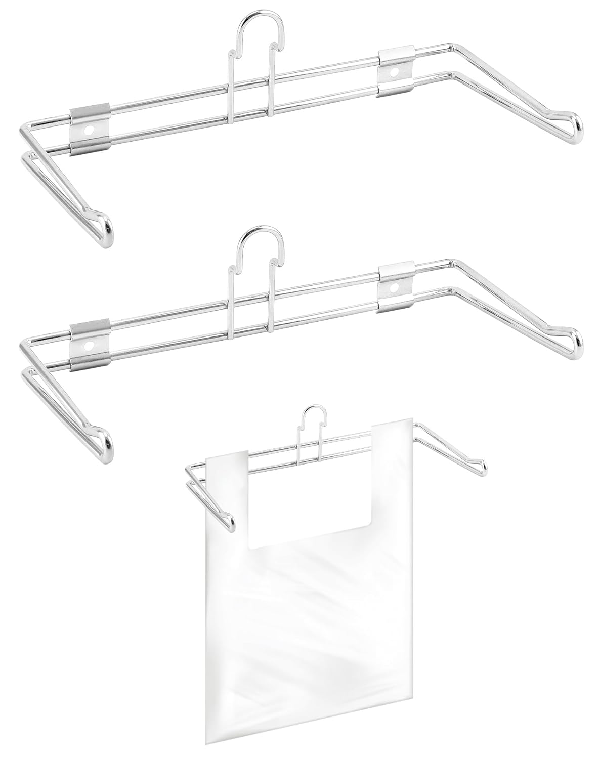 2-Pack T-Shirt Bag Rack Wall Mount, Chrome-Plated Metal T-Shirt Retail Bag Holders, 12-Inch Width, 6