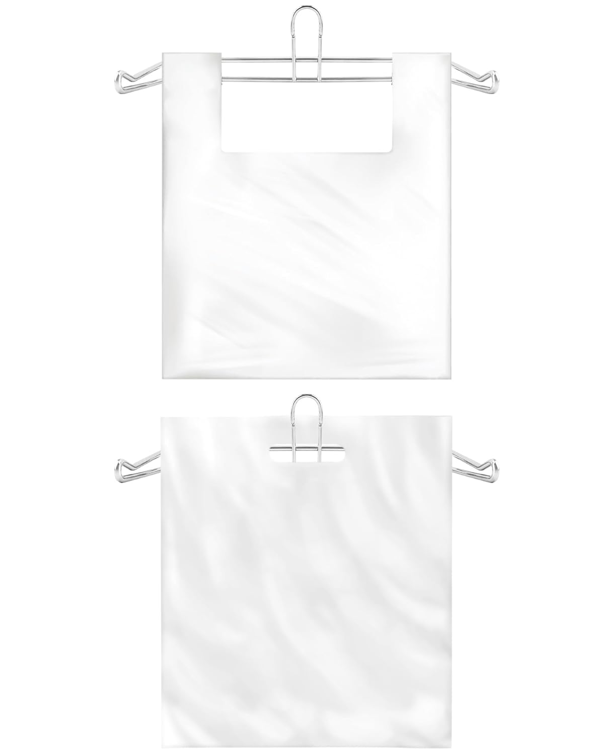 2-Pack T-Shirt Bag Rack Wall Mount, Chrome-Plated Metal T-Shirt Retail Bag Holders, 12-Inch Width, 6