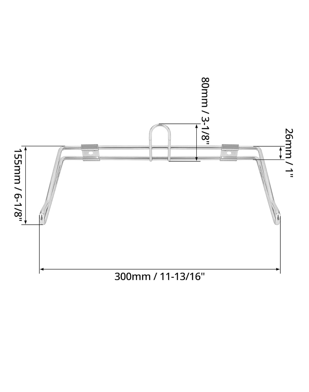 2-Pack T-Shirt Bag Rack Wall Mount, Chrome-Plated Metal T-Shirt Retail Bag Holders, 12-Inch Width, 6