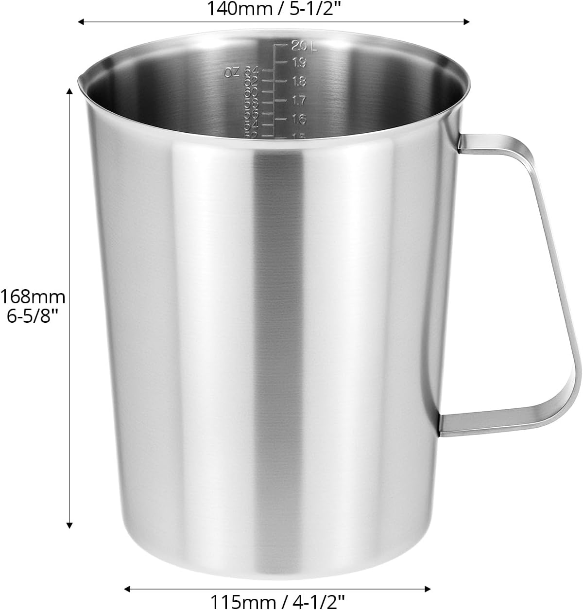 304 Stainless Steel Measuring Cup 64 OZ with OZ/ML Graduations, 8 Cup Kitchen Mixing Pitcher, Precision Engraved Markings, Container for Baking and Frothing, 2 Liter - Image 3