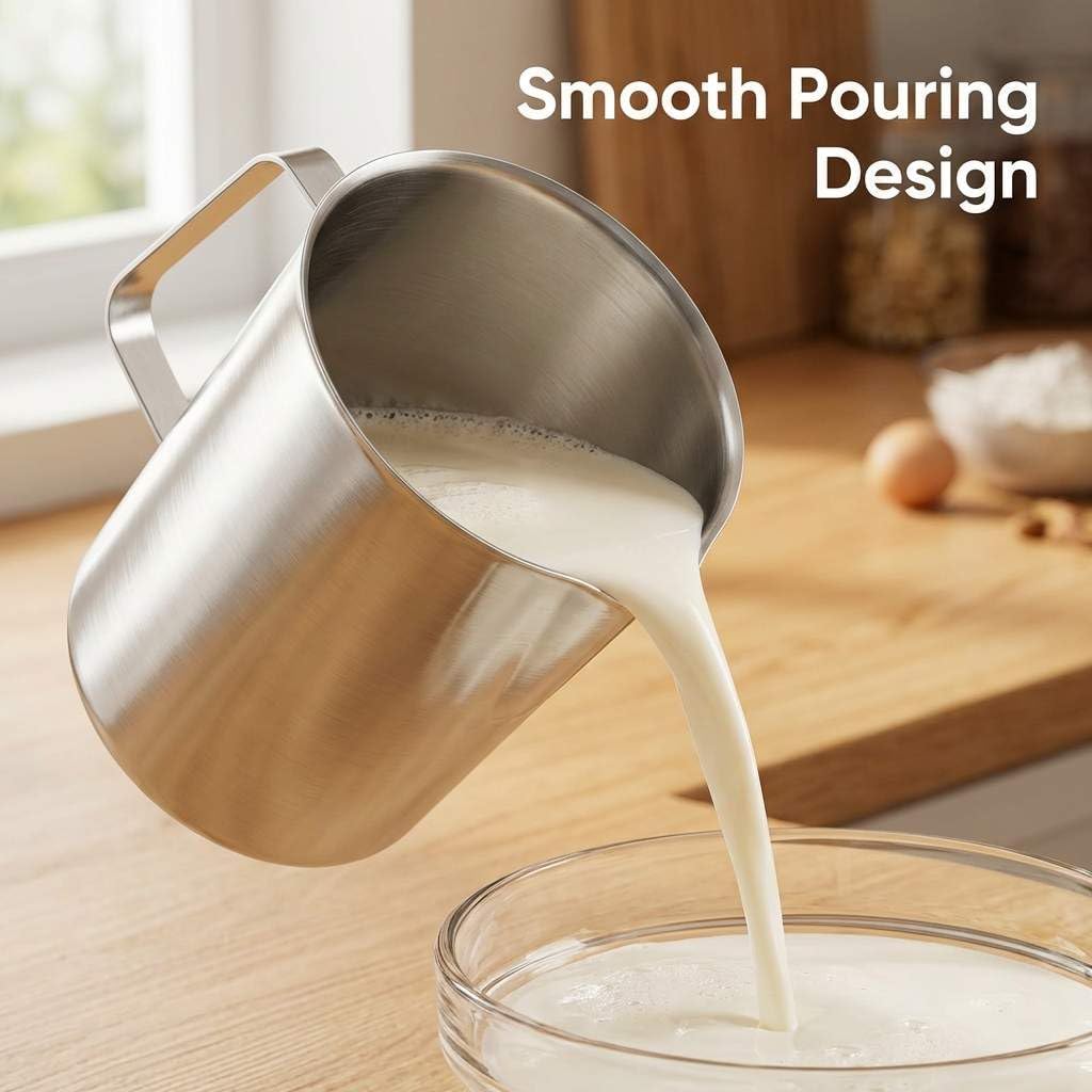 304 Stainless Steel Measuring Cup 64 OZ with OZ/ML Graduations, 8 Cup Kitchen Mixing Pitcher, Precision Engraved Markings, Container for Baking and Frothing, 2 Liter - Image 6