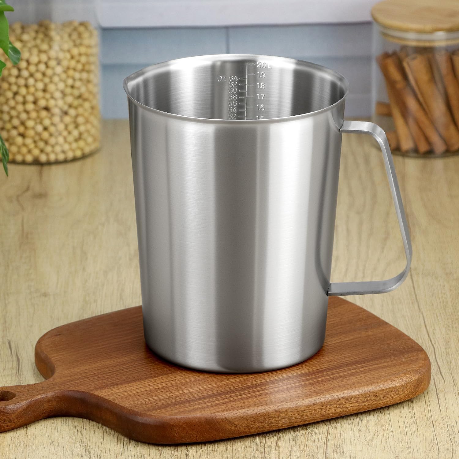 304 Stainless Steel Measuring Cup 64 OZ with OZ/ML Graduations, 8 Cup Kitchen Mixing Pitcher, Precision Engraved Markings, Container for Baking and Frothing, 2 Liter - Image 8