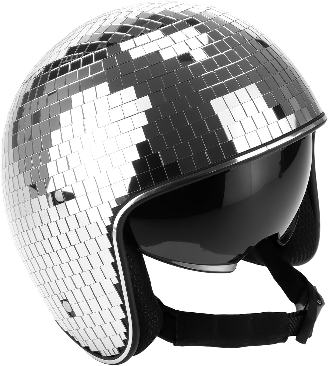 Disco Ball Helmet Party Decoration with Retractable Visor and Cowboy Hat Design - Handmade Glitter Glass Cap, 39 oz. Weight - Image 1