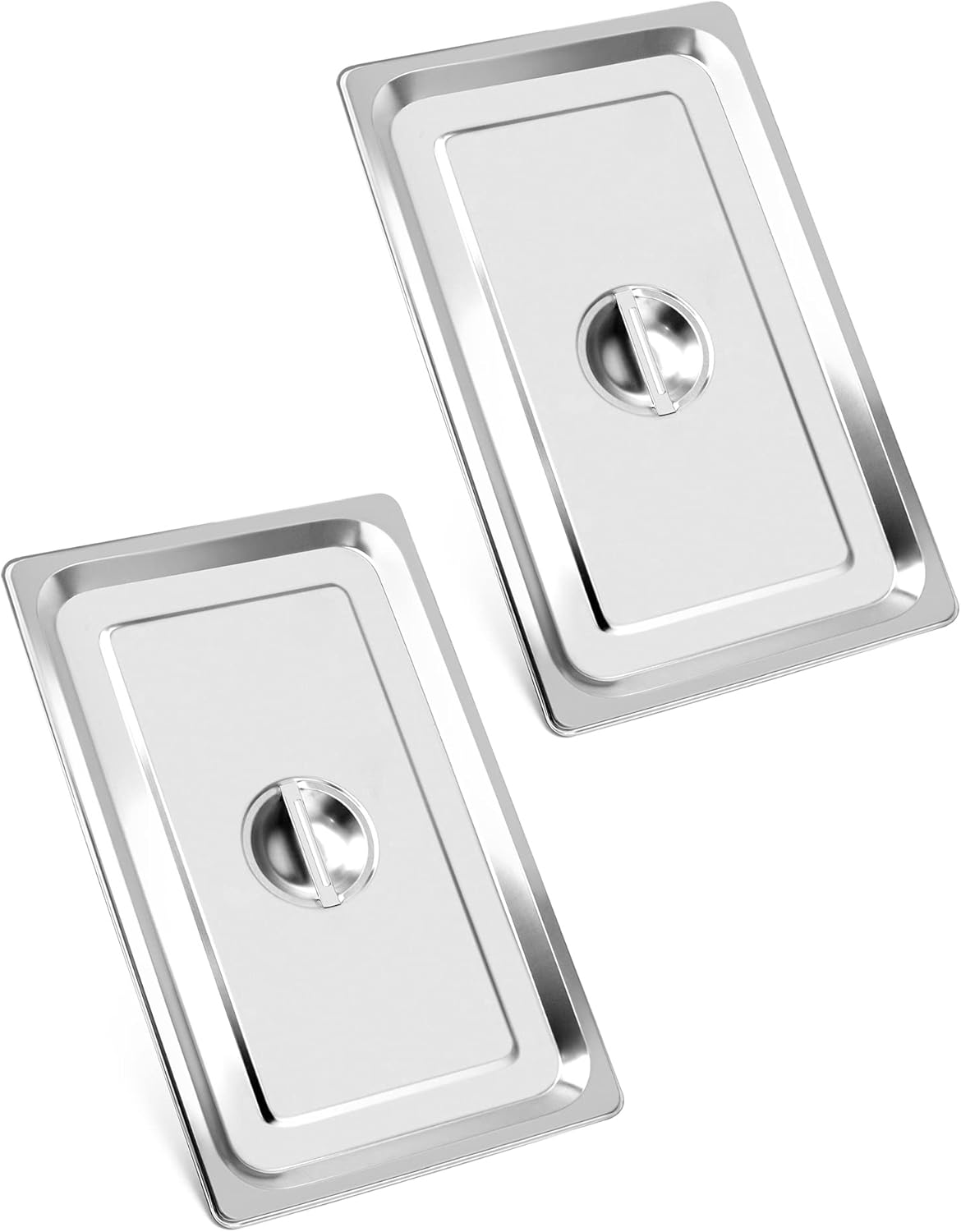 Full Size Stainless Steel Steam Table Pan Cover with Handle - Set of 2, Durable Lid for Steam Pans - Image 1