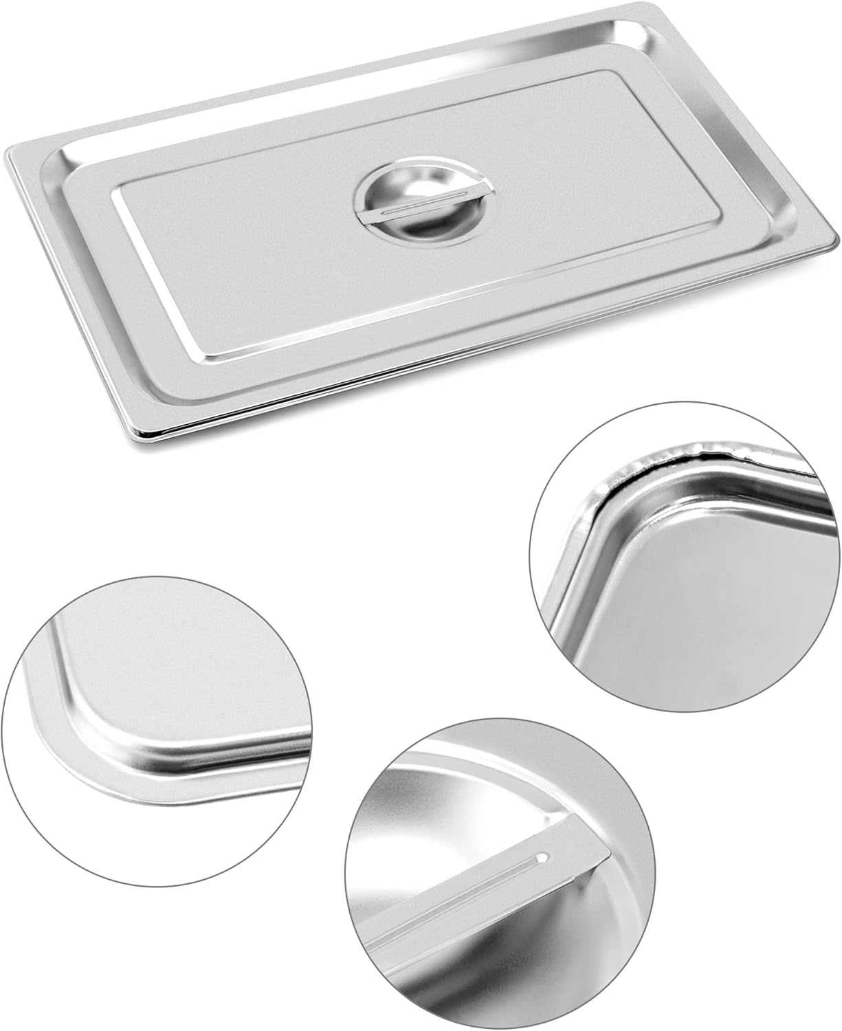 Full Size Stainless Steel Steam Table Pan Cover with Handle - Set of 2, Durable Lid for Steam Pans - Image 2