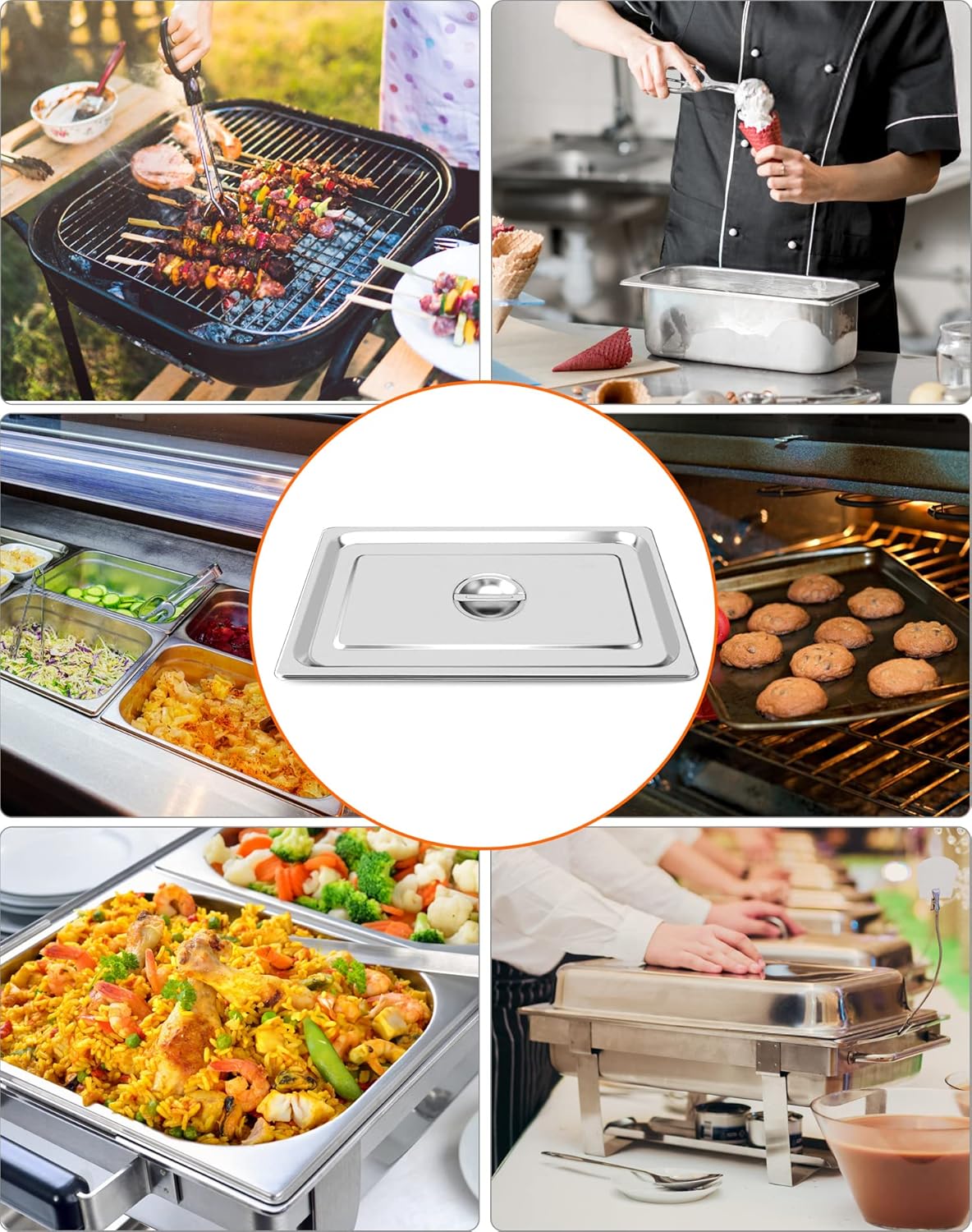 Full Size Stainless Steel Steam Table Pan Cover with Handle - Set of 2, Durable Lid for Steam Pans - Image 8