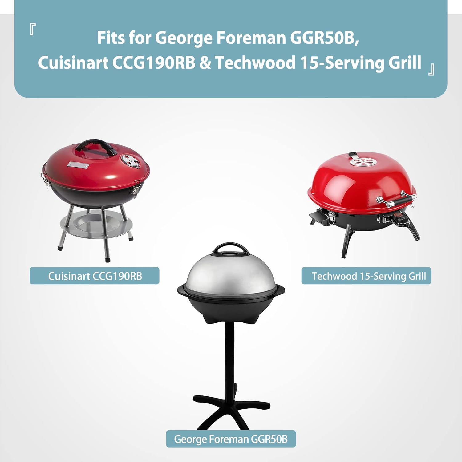 Waterproof Small Round Grill Cover - Fits George Foreman, Techwood, Cuisinart, Homewell Electric Grills, Weber Jumbo Joe Charcoal Grill and More - 19.2