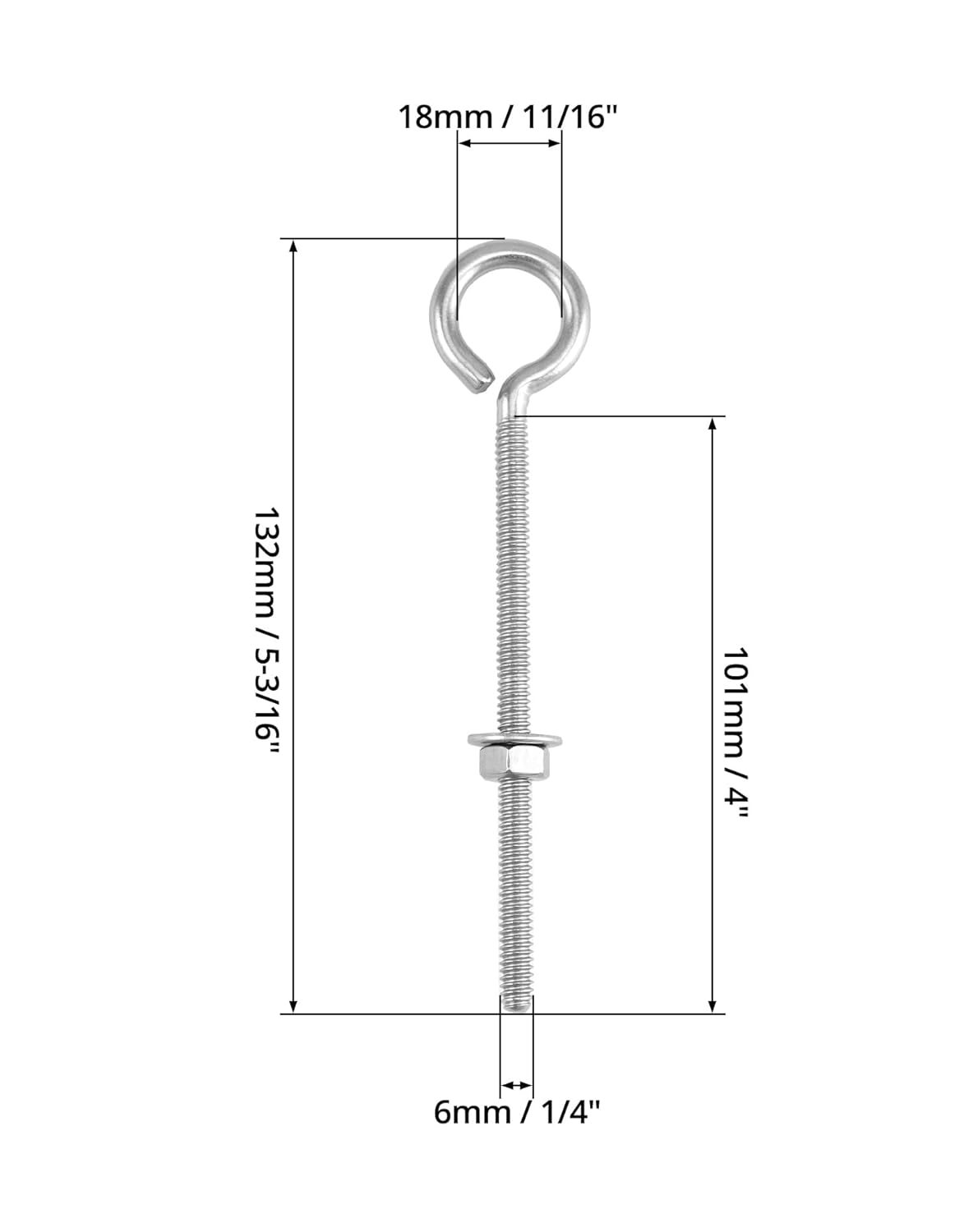 Eye Bolts, 10 Pack 1/4